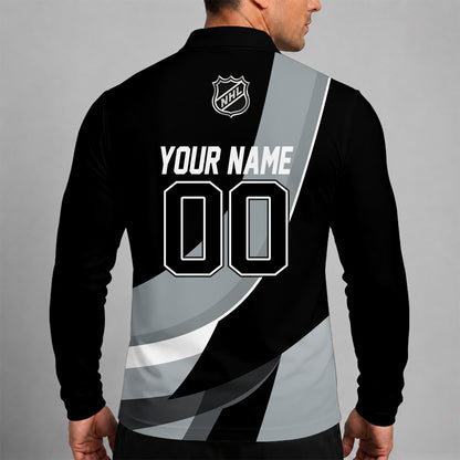 [SUPER SALE] NEW CUSTOMIZED NHL16 LAK LOS ANGELES KINGS MEN LONG SLEEVE POLO