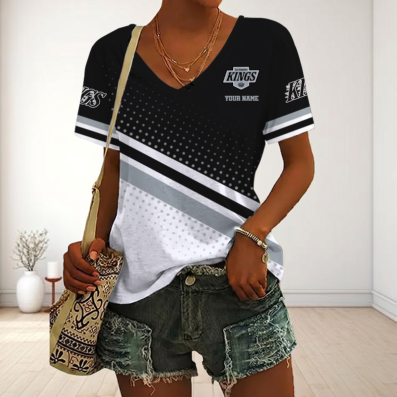 LIMITED EDITION - NEW CUSTOMIZED NHL16 LAK LOS ANGELES KINGS V-NECK FEMALE SHIRT
