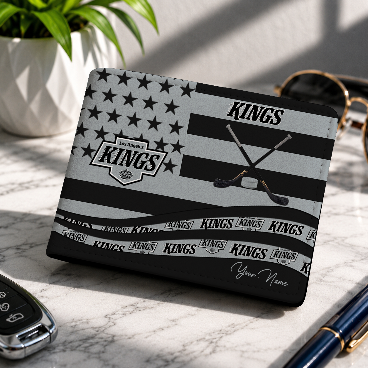 LIMITED EDITION - NEW CUSTOMIZED NHL16 LAK LOS ANGELES KINGS LEATHER WALLET