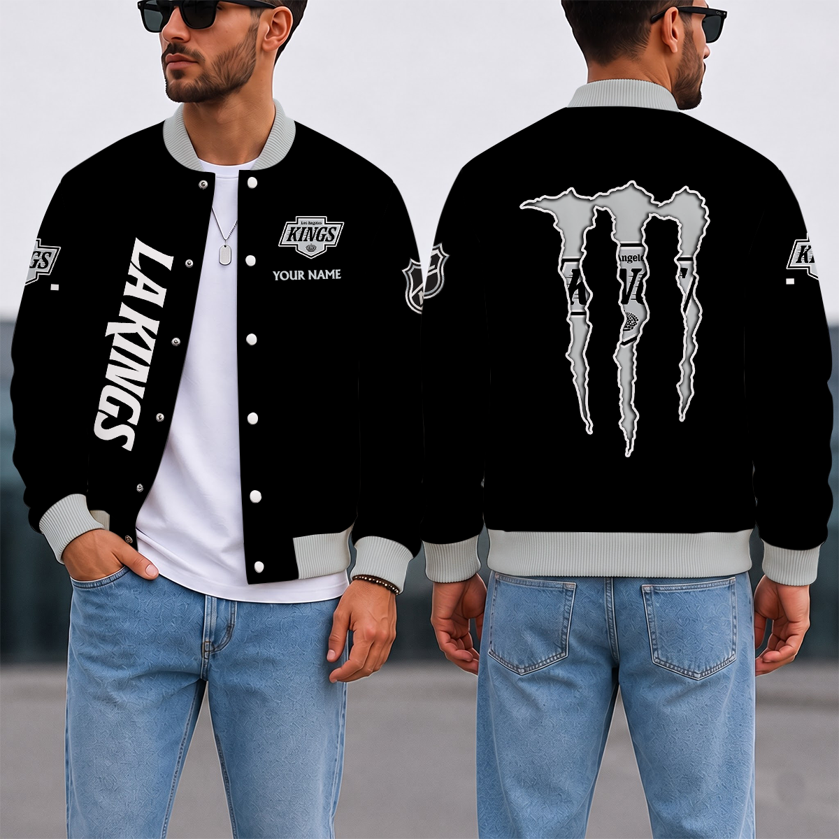 EXCLUSIVE EDITION - NEW CUSTOMIZED NHL16 LAK LOS ANGELES KINGS SATIN VARSITY JACKET & BASEBALL JACKET