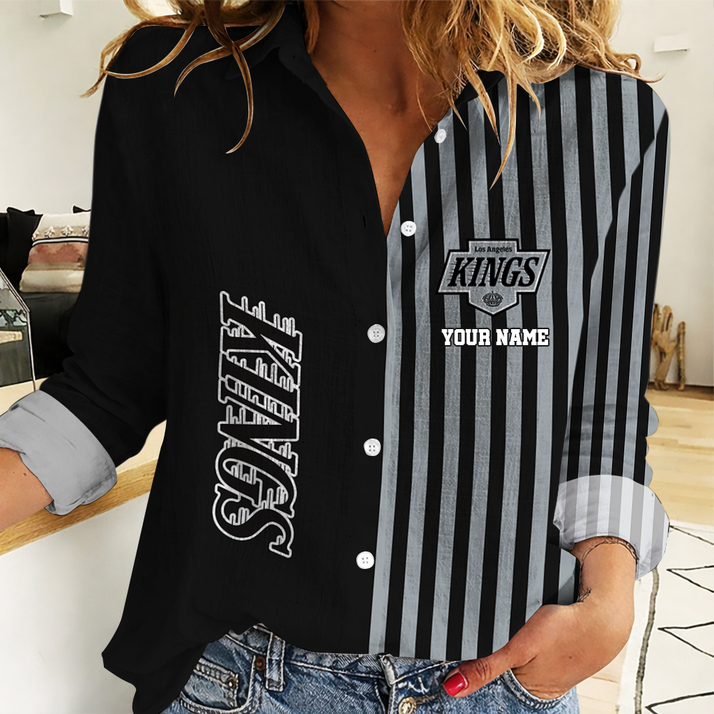 EXCLUSIVE EDITION - NEW CUSTOMIZED NHL16 LAK LOS ANGELES KINGS WOMEN CASUAL SHIRT