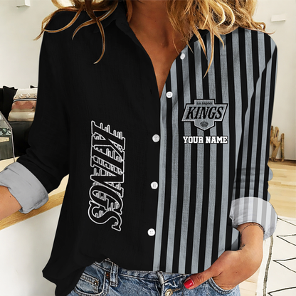 EXCLUSIVE EDITION - NEW CUSTOMIZED NHL16 LAK LOS ANGELES KINGS WOMEN CASUAL SHIRT