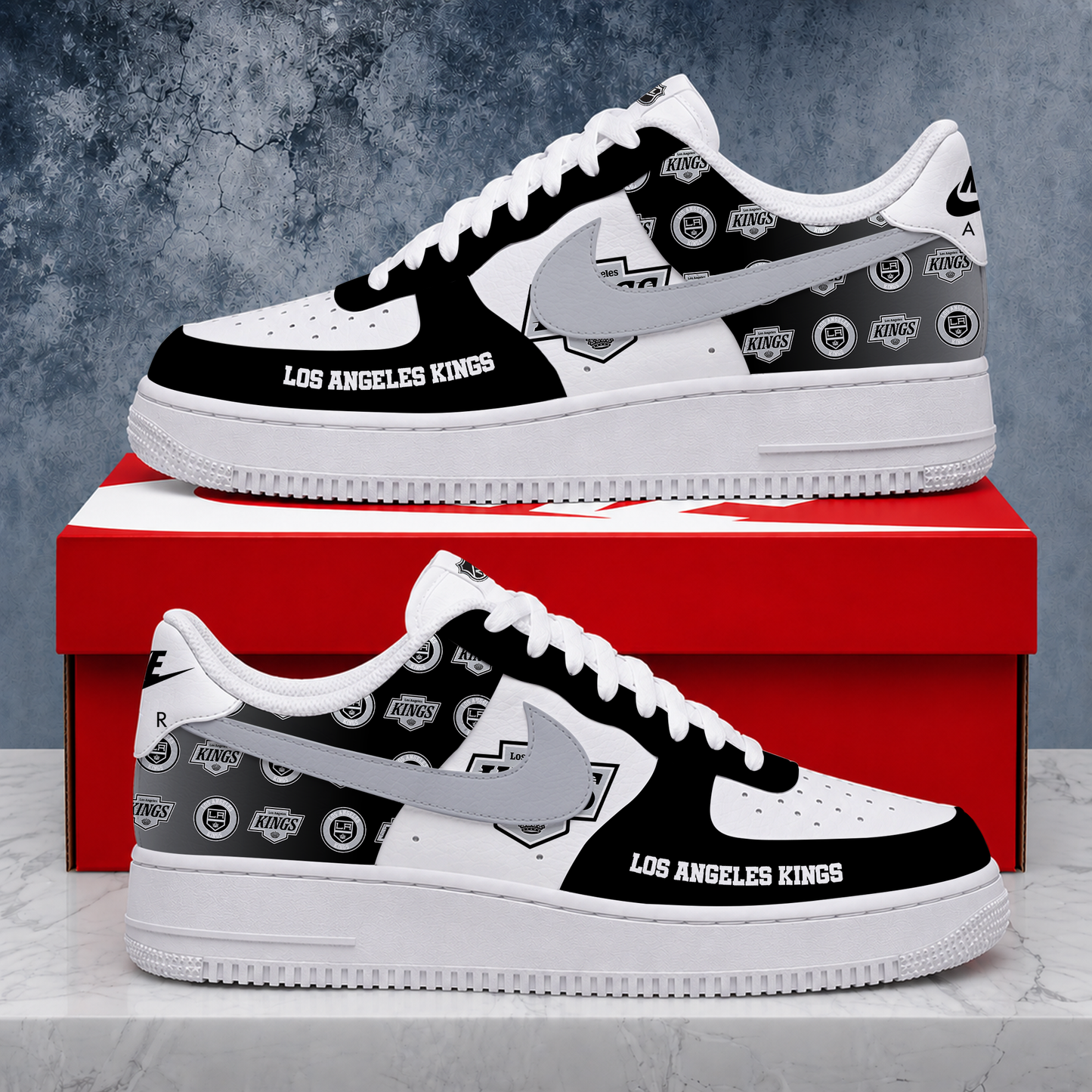LIMITED EDITION - NEW CUSTOMIZED NHL16 LAK LOS ANGELES KINGS AF1 SHOES