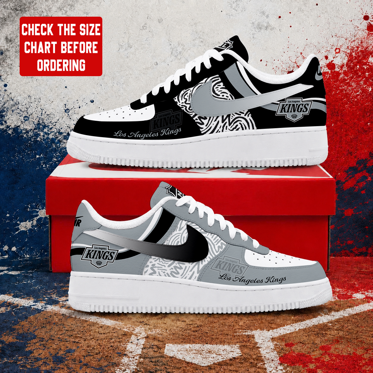 LIMITED EDITION - NEW CUSTOMIZED NHL16 LAK LOS ANGELES KINGS AF1 SHOES