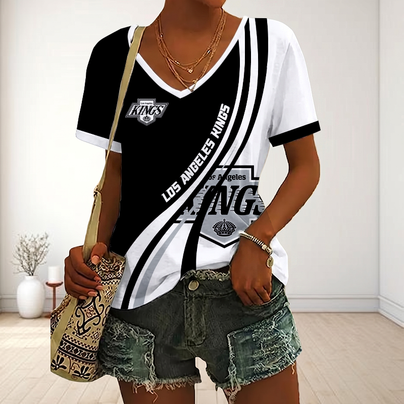 LIMITED EDITION - NEW CUSTOMIZED NHL16 LAK LOS ANGELES KINGS V-NECK FEMALE SHIRT