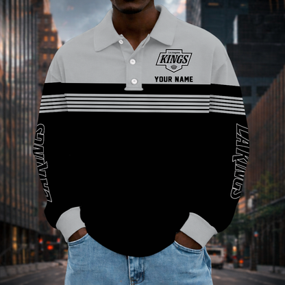 SPECIAL EDITION - NEW CUSTOMIZED NHL16 LAK LOS ANGELES KINGS MEN LONG SLEEVE POLO