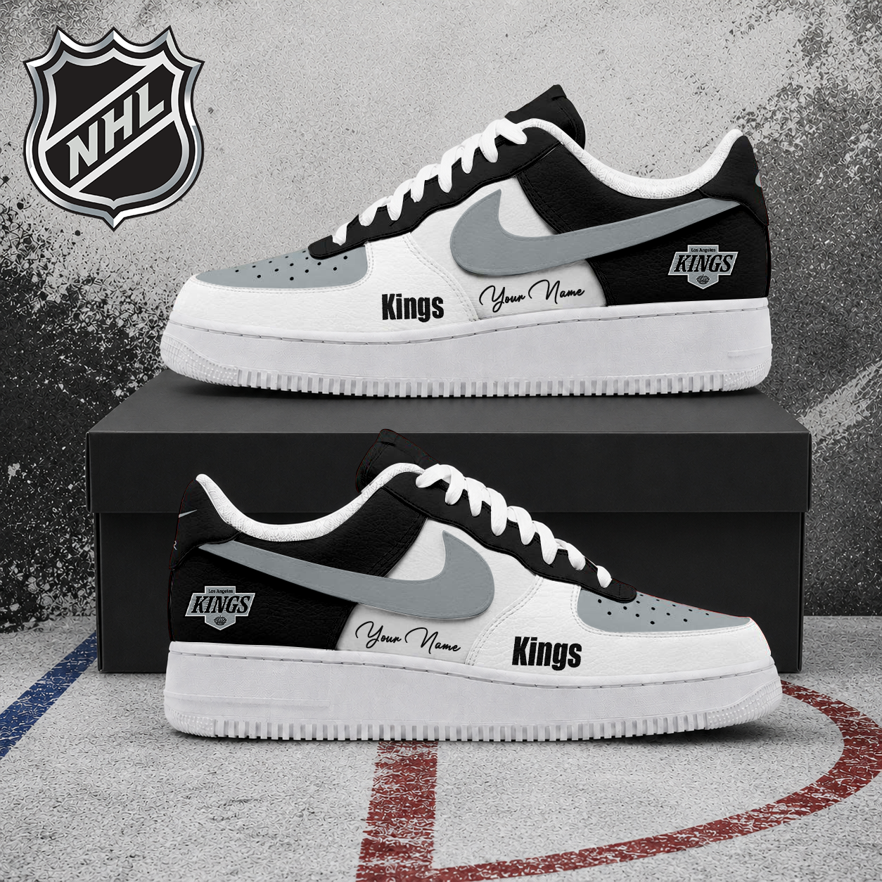 FINAL CLEARANCE - NEW CUSTOMIZED NHL16 LAK LOS ANGELES KINGS AF1 SHOES