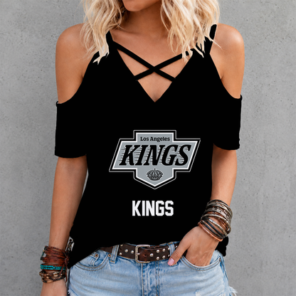 LIMITED EDITION - NEW CUSTOMIZED NHL16 LAK LOS ANGELES KINGS CRISS CROSS V-NECK TOP