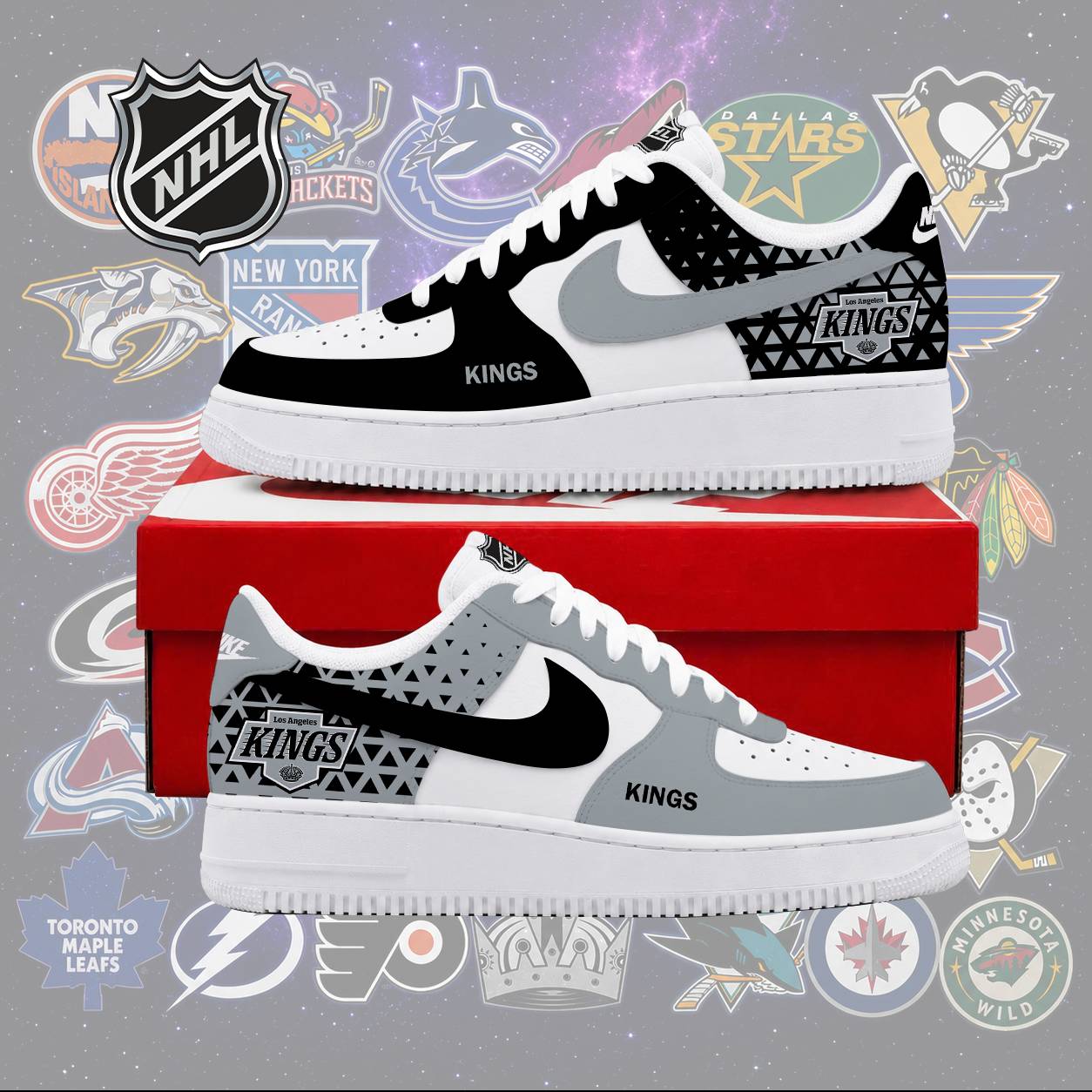 LIMITED EDITION - NEW CUSTOMIZED NHL16 LAK LOS ANGELES KINGS AF1 SHOES