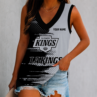 LIMITED EDITION - NEW CUSTOMIZED NHL16 LAK LOS ANGELES KINGS WOMEN'S V-NECK TANK TOP