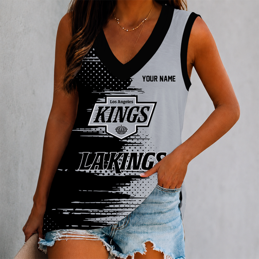 LIMITED EDITION - NEW CUSTOMIZED NHL16 LAK LOS ANGELES KINGS WOMEN'S V-NECK TANK TOP