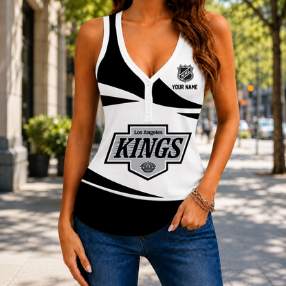 LIMITED EDITION - NEW CUSTOMIZED NHL16 LAK LOS ANGELES KINGS WOMEN'S V-NECK TANK TOP