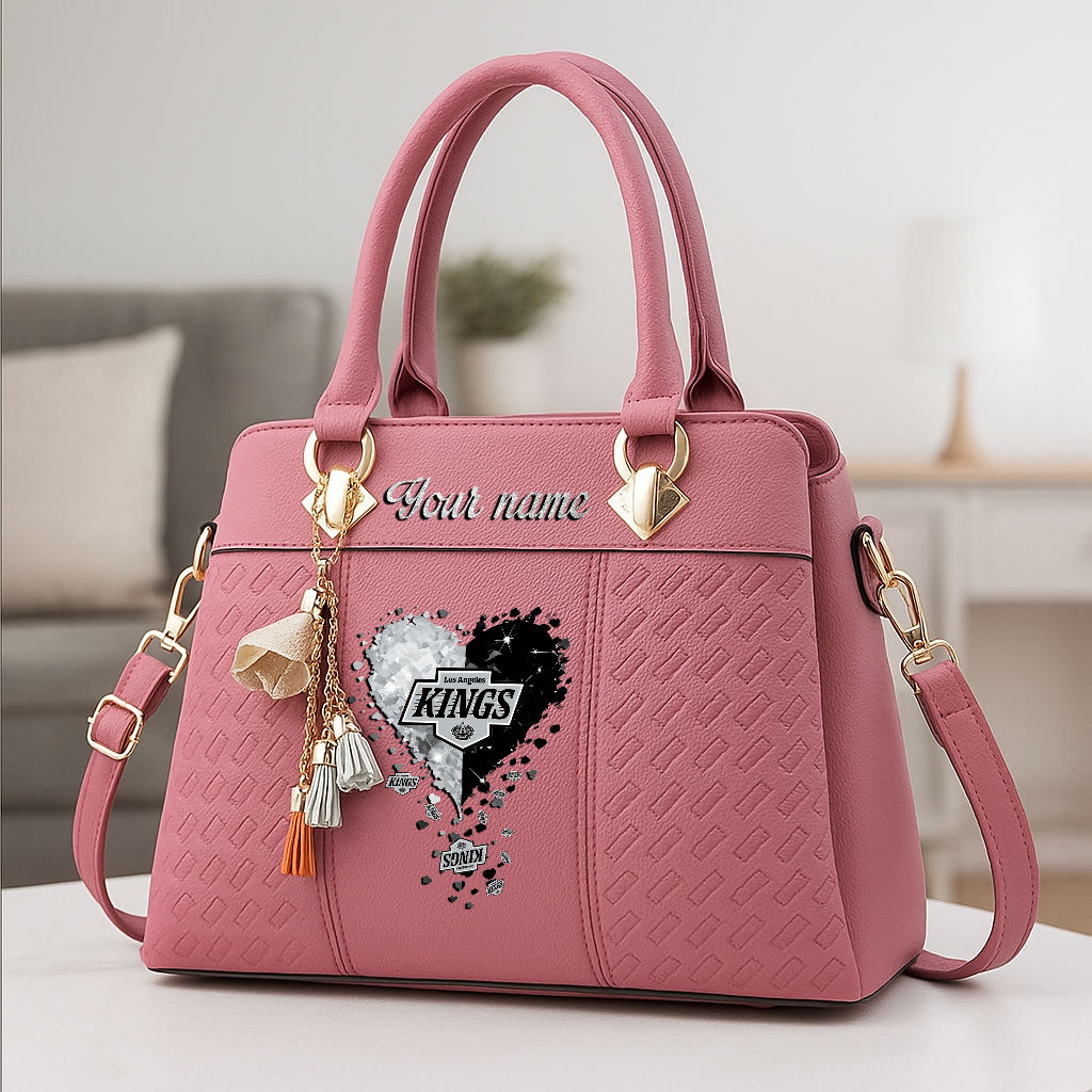 LIMITED EDITION - NEW CUSTOMIZED NHL16 LAK LOS ANGELES KINGS ZIP HANDBAG MULTICOLOR