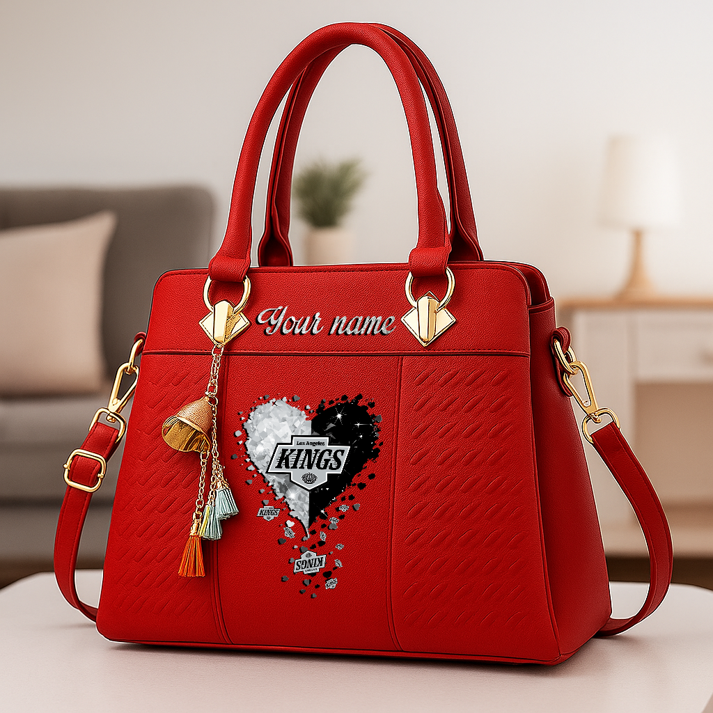 LIMITED EDITION - NEW CUSTOMIZED NHL16 LAK LOS ANGELES KINGS ZIP HANDBAG MULTICOLOR