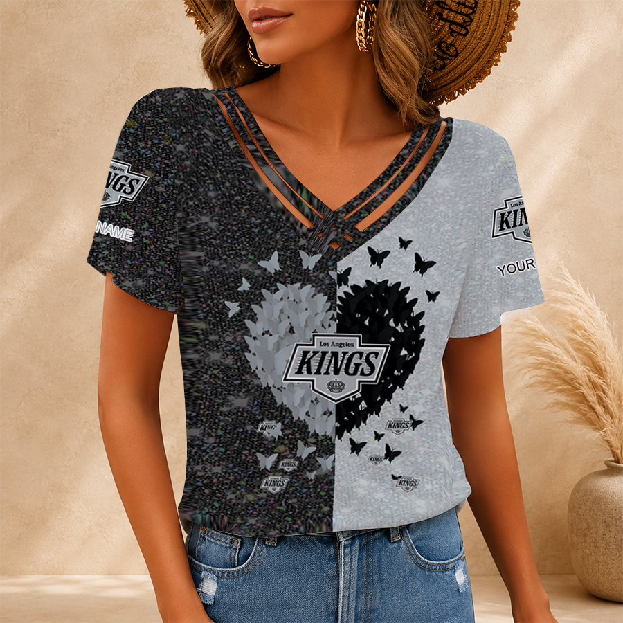 LIMITED EDITION - NEW CUSTOMIZED NHL16 LAK LOS ANGELES KINGS V-NECK SHIRT