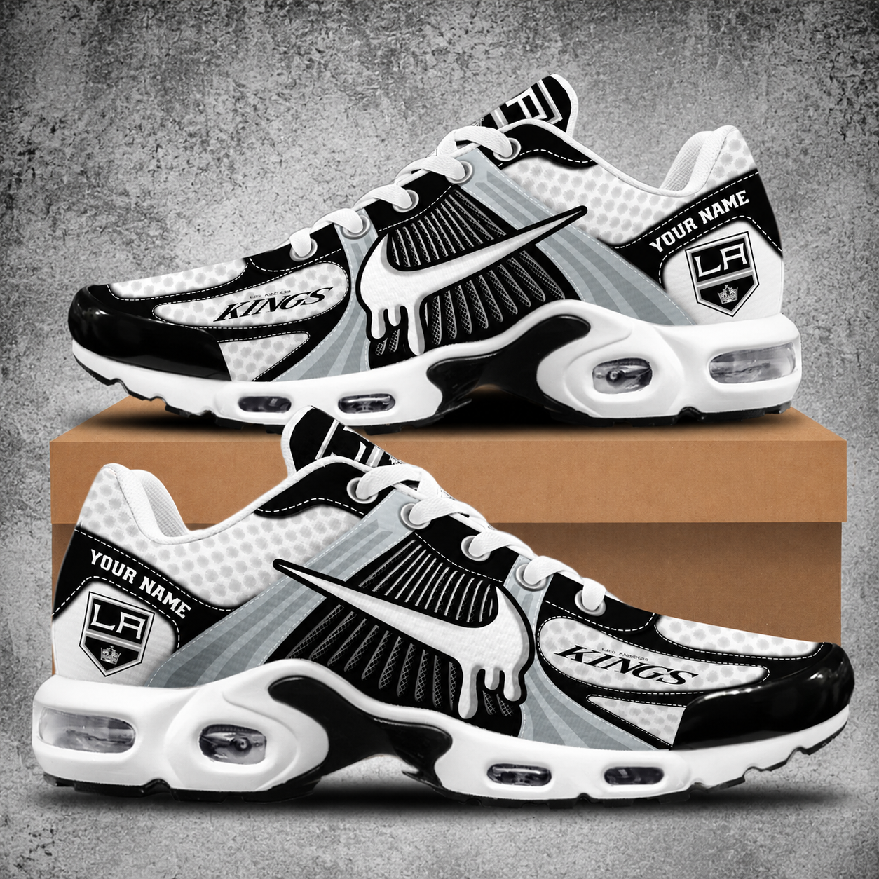 LIMITED EDITION - NEW CUSTOMIZED NHL16 LAK LOS ANGELES KINGS AIR MAX PLUS SNEAKERS