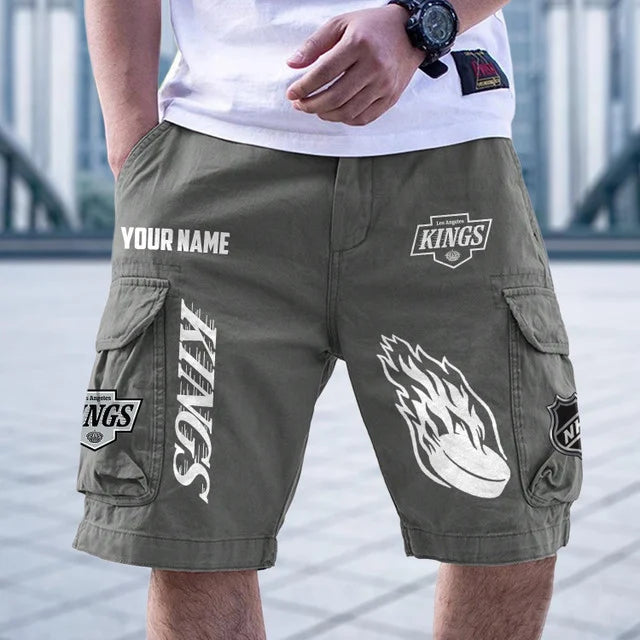 [SUPER SALE] NEW CUSTOMIZED NHL16 LAK LOS ANGELES KINGS CARGO SHORTS