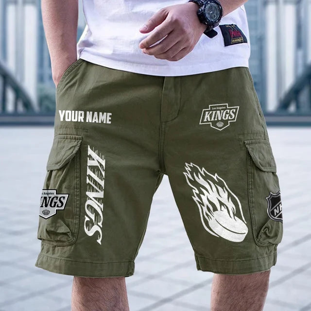 [SUPER SALE] NEW CUSTOMIZED NHL16 LAK LOS ANGELES KINGS CARGO SHORTS