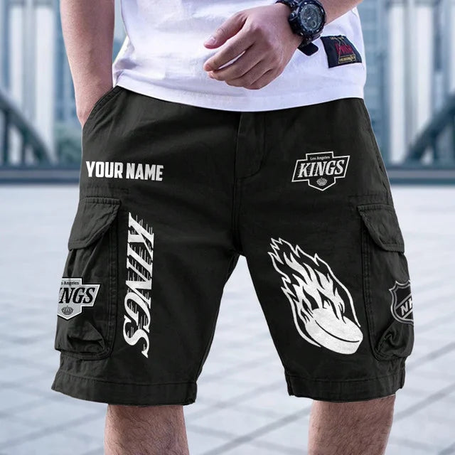 [SUPER SALE] NEW CUSTOMIZED NHL16 LAK LOS ANGELES KINGS CARGO SHORTS