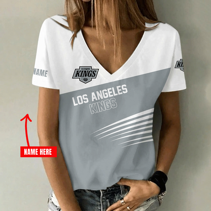 [SUPER SALE] NEW CUSTOMIZED NHL16 LAK LOS ANGELES KINGS V-NECK FEMALE SHIRT