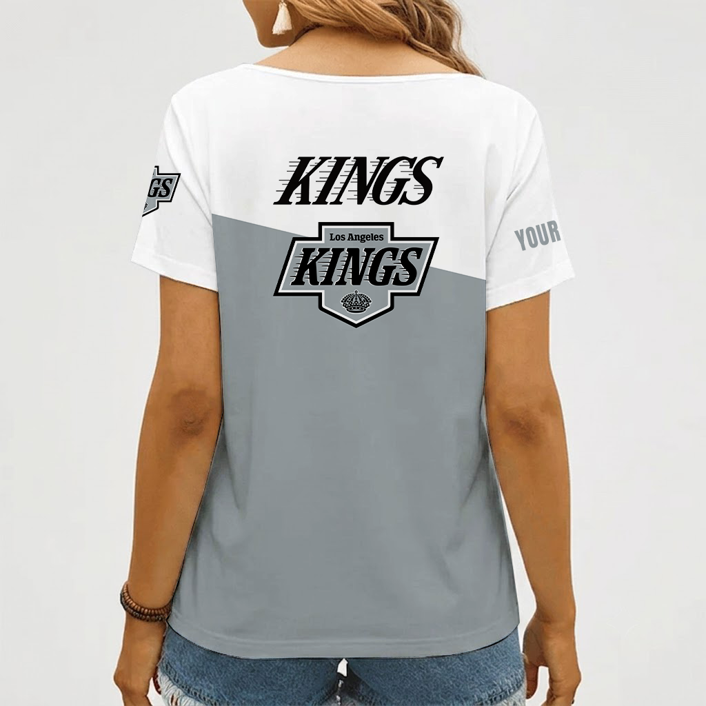 [SUPER SALE] NEW CUSTOMIZED NHL16 LAK LOS ANGELES KINGS V-NECK FEMALE SHIRT