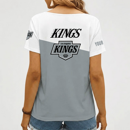[SUPER SALE] NEW CUSTOMIZED NHL16 LAK LOS ANGELES KINGS V-NECK FEMALE SHIRT