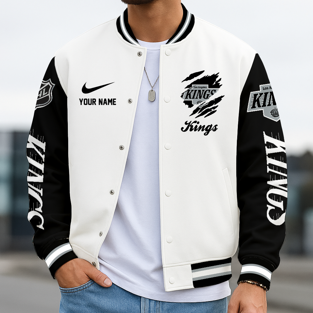 LIMITED EDITION - NEW CUSTOMIZED NHL16 LAK LOS ANGELES KINGS BASEBALL JACKET, SATIN VARSITY JACKET