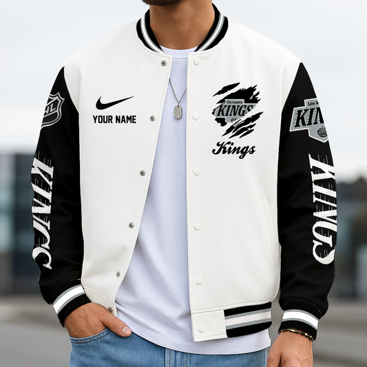 LIMITED EDITION - NEW CUSTOMIZED NHL16 LAK LOS ANGELES KINGS BASEBALL JACKET, SATIN VARSITY JACKET