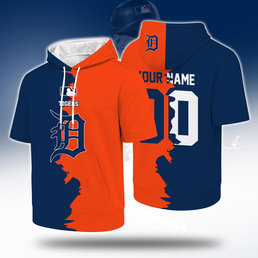 LIMITED EDITION - NEW CUSTOMIZED MLB16 DTS DETROIT TIGERS SHORT SLEEVE HOODIE
