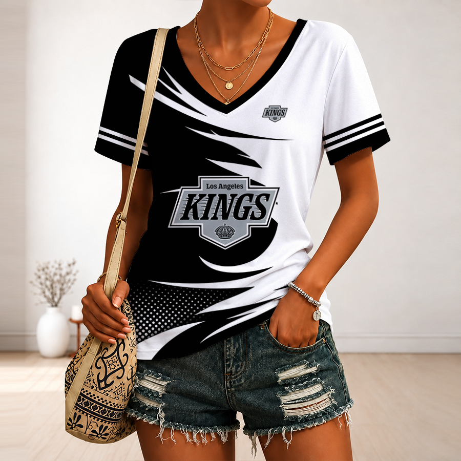 [SUPER SALE] NEW CUSTOMIZED NHL16 LAK LOS ANGELES KINGS V-NECK FEMALE SHIRT