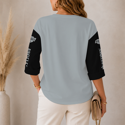 [SUPER SALE] NEW CUSTOMIZED NHL16 LAK LOS ANGELES KINGS WOMEN'S HEART V-NECK LONG SLEEVE SHIRT