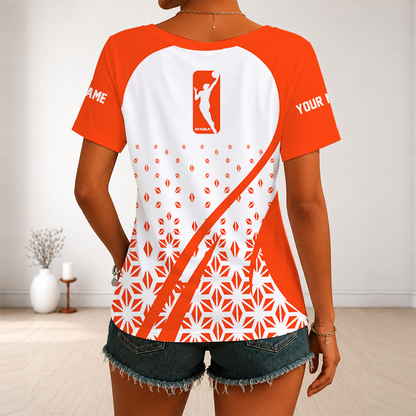 [FAN FAVORITE] NEW CUSTOMIZED WNBA16 WOMEN'S NATIONAL BASKETBALL ASSOCIATION V-NECK FEMALE SHIRT