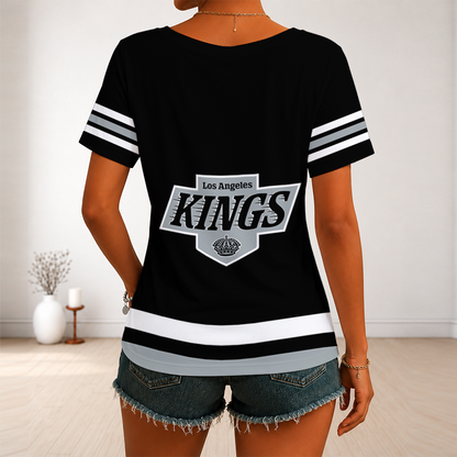 [SUPER SALE] NEW CUSTOMIZED NHL16 LAK LOS ANGELES KINGS V-NECK FEMALE SHIRT