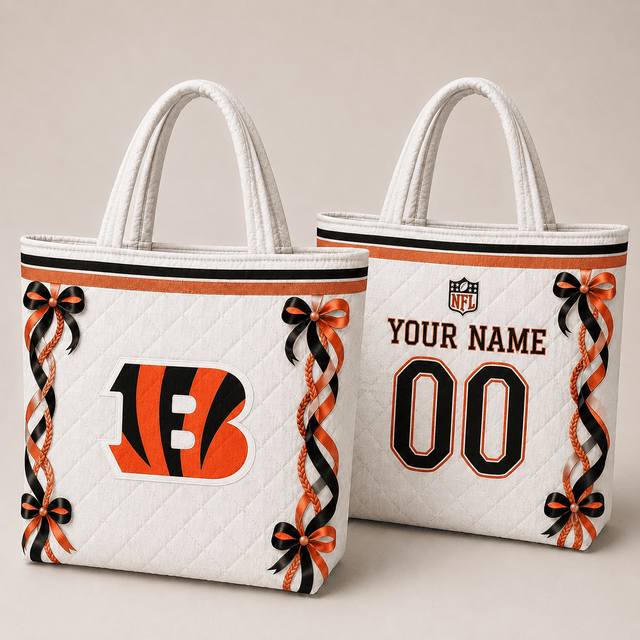 SPECIAL EDITION - NEW CUSTOMIZED NFL16 CCB CINCINNATI BENGALS QUILTED TOTE BAG