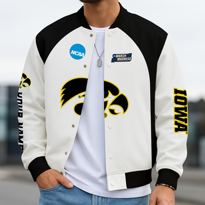 LIMITED EDITION - NEW CUSTOMIZED NCAA MAM16 IWH IOWA HAWKEYES BASEBALL JACKET, SATIN VARSITY JACKET