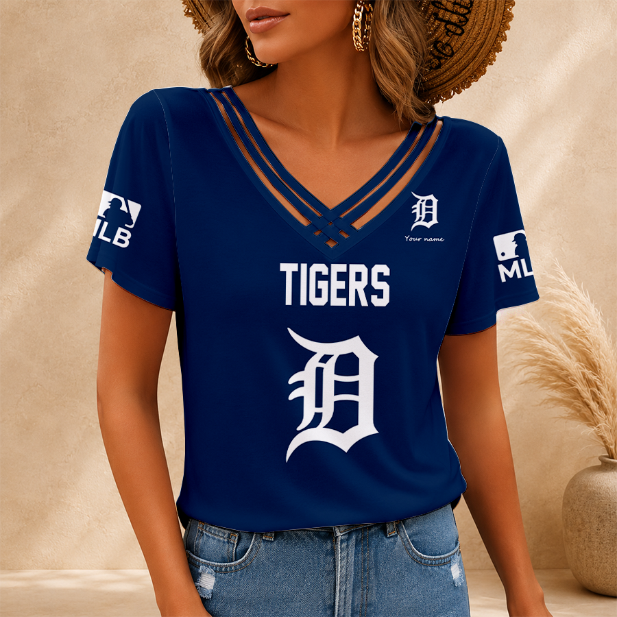 [FLASH SALE] NEW CUSTOMIZED MLB16 DTS DETROIT TIGERS V-NECK SHIRT