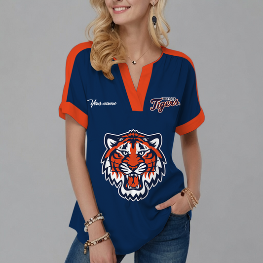 [FLASH SALE] NEW CUSTOMIZED MLB16 DTS DETROIT TIGERS V-NECK FEMALE SHIRT