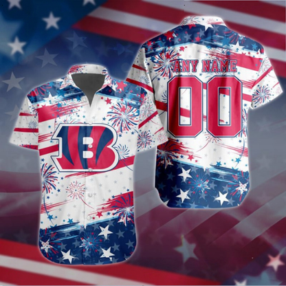 VIRAL EDITION - NEW CUSTOMIZED NFL16 CCB CINCINNATI BENGALS PATRIOTIC USA HAWAIIAN SHIRT