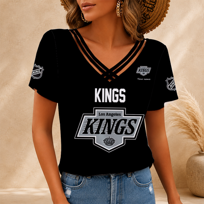 [SUPER SALE] NEW CUSTOMIZED NHL16 LAK LOS ANGELES KINGS V-NECK SHIRT