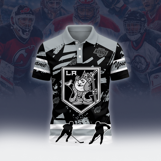 [SUPER SALE] NEW CUSTOMIZED NHL16 LAK LOS ANGELES KINGS POLO SHIRT