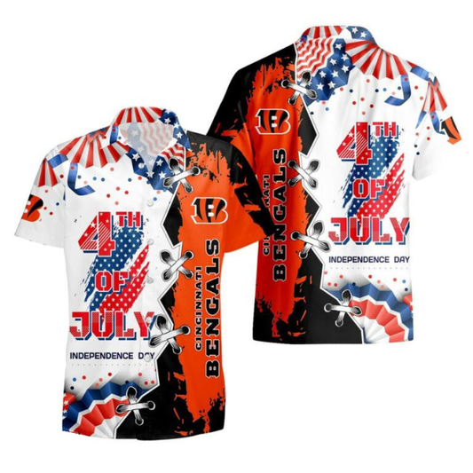 MEGA SALE - NEW CUSTOMIZED NFL16 CCB CINCINNATI BENGALS INDEPENDENCE DAY HAWAIIAN SHIRT