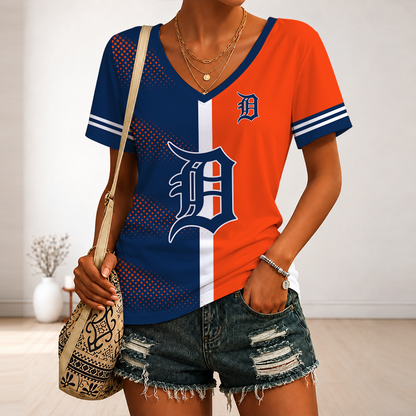 LIMITED EDITION - NEW CUSTOMIZED MLB16 DTS DETROIT TIGERS V-NECK FEMALE SHIRT