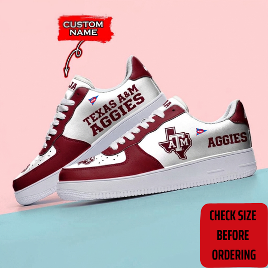 ELITE EDITION - NEW CUSTOMIZED NCAA FBS16 TAA TEXAS A&M AGGIES AF1 SHOES