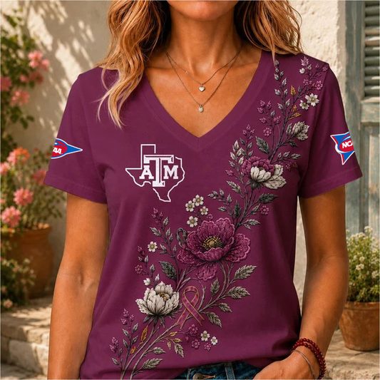 ELITE EDITION - NEW CUSTOMIZED NCAA FBS16 TAA TEXAS A&M AGGIES V-NECK FEMALE SHIRT