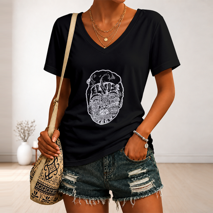 [FAN FAVORITE] NEW CUSTOMIZED ELVIS PRESLEY V-NECK FEMALE SHIRT