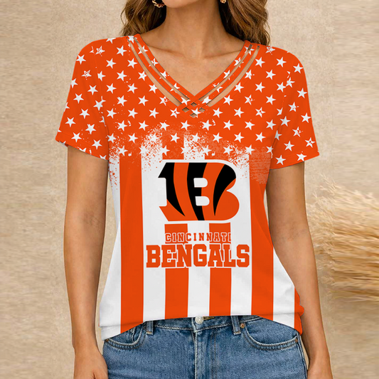 [SPECIAL OFFER] NEW CUSTOMIZED NFL16 CCB CINCINNATI BENGALS V-NECK SHIRT