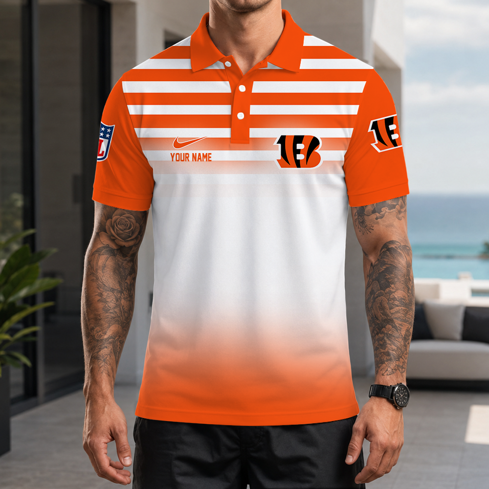 [SPECIAL OFFER] NEW CUSTOMIZED NFL16 CCB CINCINNATI BENGALS POLO SHIRT