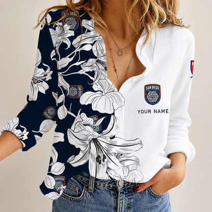 [FAN EXCLUSIVE] NEW CUSTOMIZED MLS16 SDF SAN DIEGO FC WOMEN CASUAL SHIRT