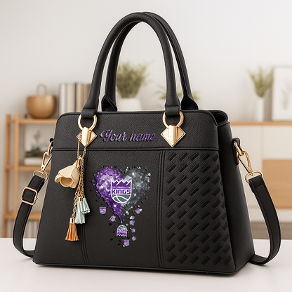 LIMITED EDITION - NEW CUSTOMIZED NBA16 SKI SACRAMENTO KINGS ZIP HANDBAG MULTICOLOR