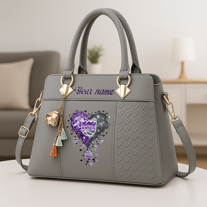 LIMITED EDITION - NEW CUSTOMIZED NBA16 SKI SACRAMENTO KINGS ZIP HANDBAG MULTICOLOR